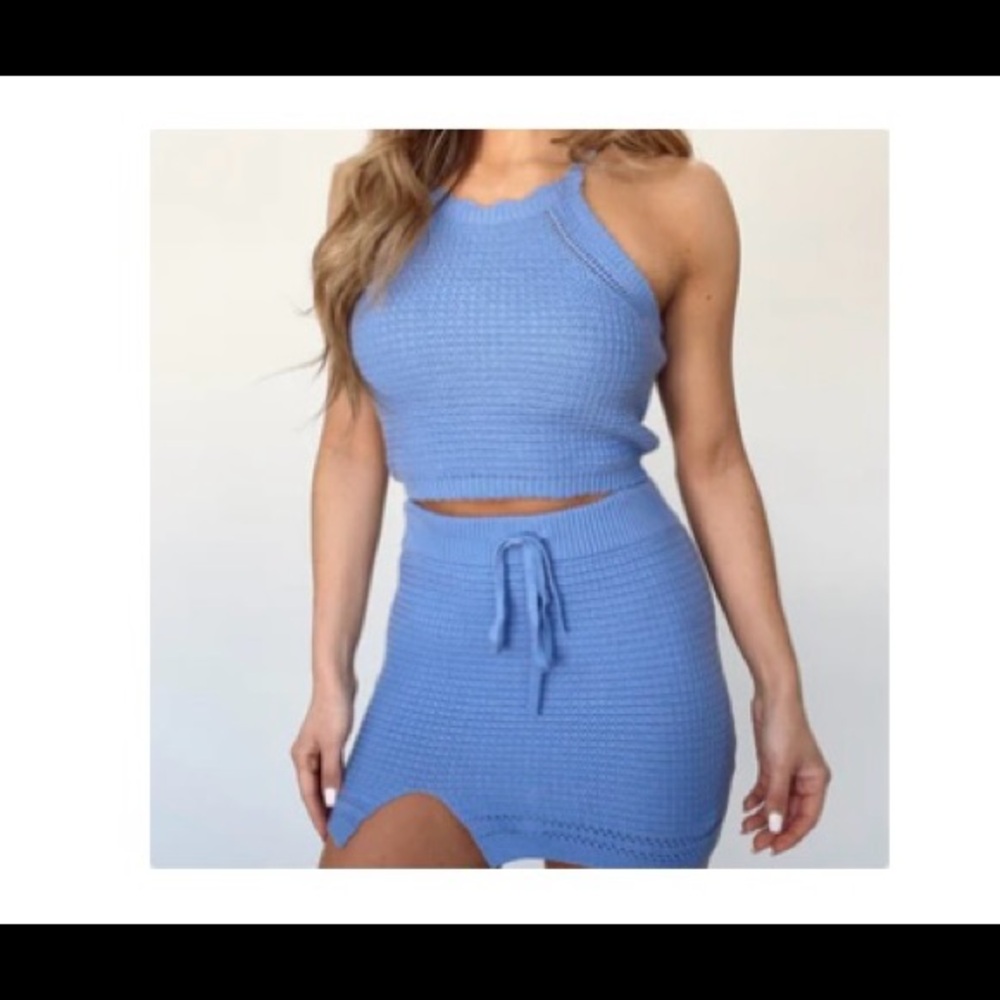2 piece crochet top and skirt set